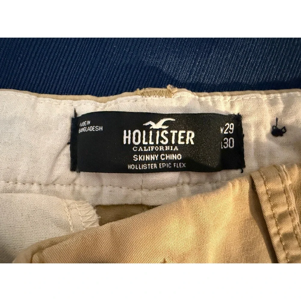 Hollister Mens Chino Pants 29x30 Tan Epic Flex Slim Fit Khaki Trousers Preppy